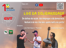 O 1º de maio terá a Live da Solidariedade organizado pela CUT-MS.